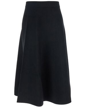 Max Mara Pure 'Lazio' Midi Skirt With Elastic High Waist And Flar - Blue