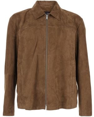 Arma Jacket With Classic Collar - Brown