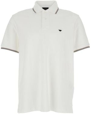 Emporio Armani Polo Shirt Two-Tone Collar Cotton - White
