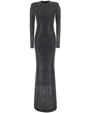 Twentyfourhaitch Kaira Long Dress With Collar And Long Sleeves - Gray