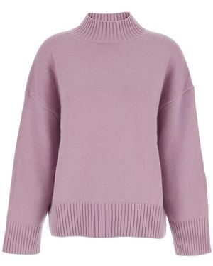 Plain Turtleneck Jumper With Dropped Shoulder - Purple
