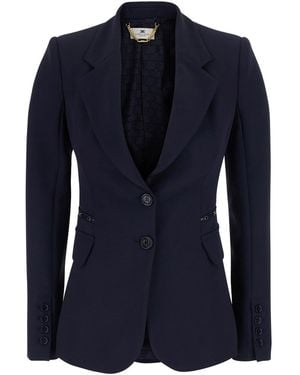 Elisabetta Franchi Blazer Con Colletto A Rever E Maniche Lunghe - Blu