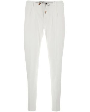 Eleventy Trousers With Elastic Drawstring Waist And Tapered Leg - White