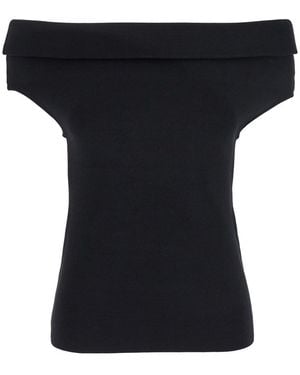 TOTEME Off-Shoulder Double-Knit Top - Black