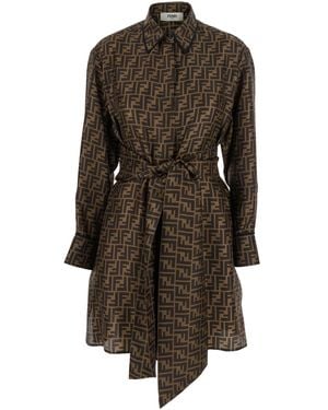 Fendi Shirt Dresses - Brown