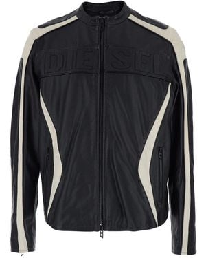 DIESEL 'Adam' Jacket With Embossed Logo On The Front And Details - Black