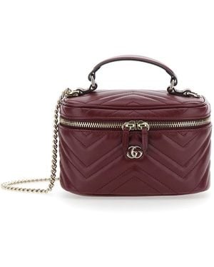Gucci Bordeaux Handbag With Chain-Link Shoulder Strap And Gg Plaque On The Front - Purple