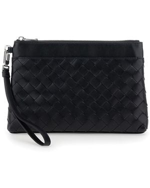 Bottega Veneta Clutch With Intreccio Motif And Removable Strap - Black
