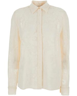 PT Torino Shirt 'Lucilla Lace Cotton Shirt' With Cotton Lace Det - White