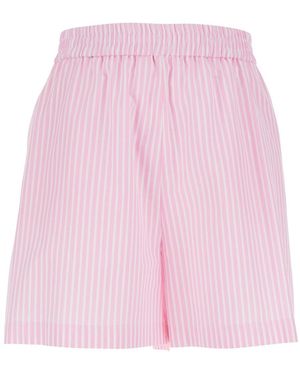 Le Plain Striped Fabric Shorts For - Pink