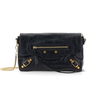 Balenciaga 'Le City' Clutch With Removable Chain Shoulder Strap - Black