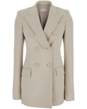 Sportmax 'Frizzo' Double-Breasted Jacket With Peak Revers - Grey