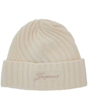 Jacquemus Beanie With Turn-Up Brim - Natural