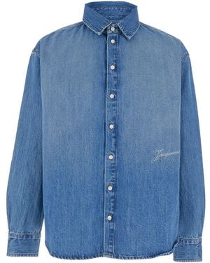 Jacquemus 'Simon' Light Shirt With Logo Lettering On The Front - Blue