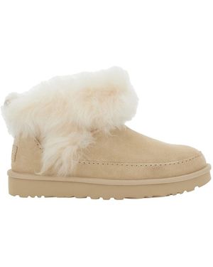 UGG Ankle Boots With Fur Design - Natural