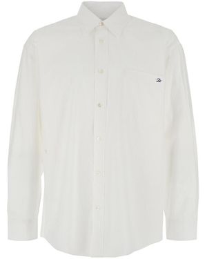DUNST Shirt With Patch Pocket On The Front And Embroidered Logo - White