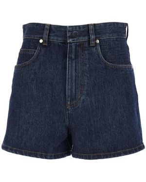 Fendi Shorts With Logo Patch On The Rear - Blue