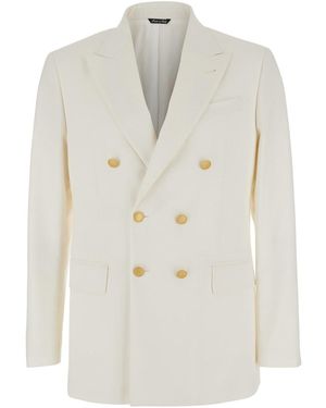 Reveres 1949 Double-Breasted Jacket With Peak Revers - White