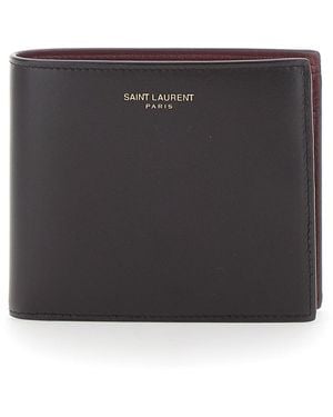 Saint Laurent Bi-Fold Wallet With Logo Lettering On The Front An - Black