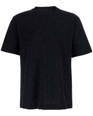 Fendi Crew Neck T-Shirt With All-Over Ff Motif - Black