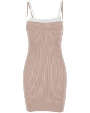 DIESEL -Zandra' Mini Dress With Spaghetti Straps And Ribbed Kn - Pink