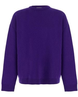 Balenciaga Maglione Girocollo Con Dettaglio Logo Sul Retro - Viola