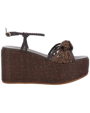 Twinset Wedges With High Heel And Intreccio Design - Brown