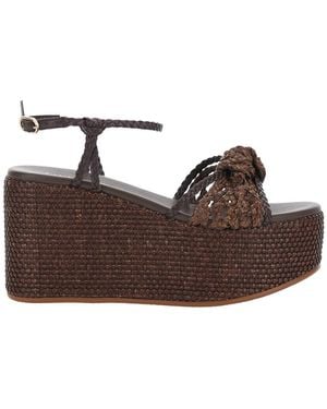 Twinset Wedges With High Heel And Woven Design - Brown