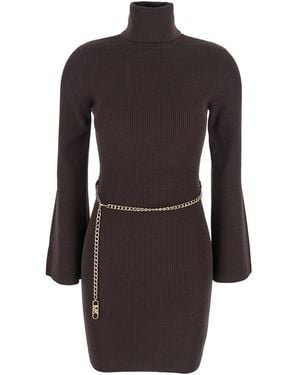 MICHAEL Michael Kors Mini Dress With Chain Belt And Logo Plaque - Black