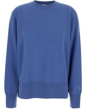 TOTEME Cashmere Crewneck Jumper With Logo - Blue