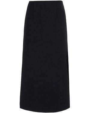 Le Plain Midi Skirt With Double Slit And Hidden Zip Closure - Black