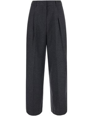 DUNST Pants With Belt Loops And Front Pleats - Blue