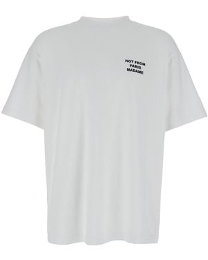 Drole de Monsieur Crewneck T-Shirt With Slogan Print On The Fron - White
