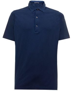GAUDENZI Supima Cotton Polo With Classic Collar And Short Sleeves - Blue