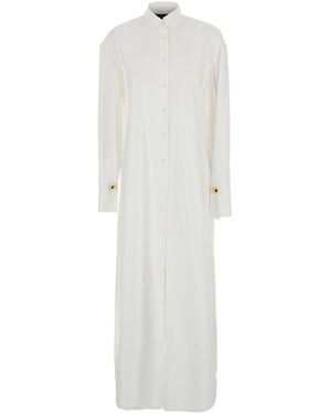 FEDERICA TOSI Long Shirt With Pointed Collar And Metallic Detail - White