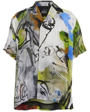 Vivienne Westwood Long-Sleeved Shirt With Camp Collar And All-Over Graphic Print - Green