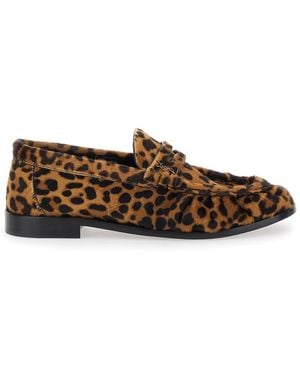 Saint Laurent Logo Loafers - Brown