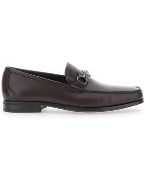 Ferragamo Loafers With Gancini Detail On The Front - Grey