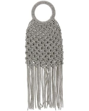 Twentyfourhaitch Handbag 'Maronti' With Crystal Fringes And Knit Effe - Gray