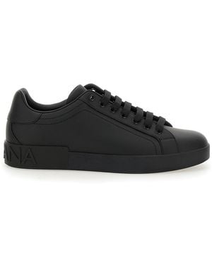 Dolce & Gabbana 'Portofino' Low Top Sneakers With Logo Lettering - Black