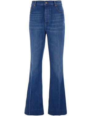 Valentino Five-Pocket Jeans With Logo Patch - Blue