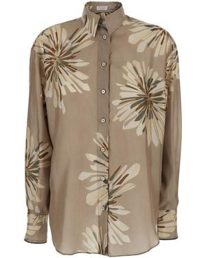 Brunello Cucinelli Shirt With All-Over Print - Natural