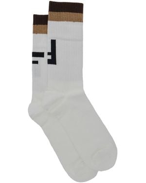 Fendi Socks With Ff Logo Embroidery - Grey