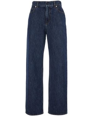 Fendi Five-Pocket Jeans With Logo Patch On The Back - Blue