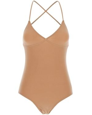 Norma Kamali Top 'Slip Mio' Con Scollo A V E Spalline Incrociate - Neutro