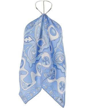 PUCCI Top Characterized By A Fresh Design With Short Sleeves And A Rou - Blue