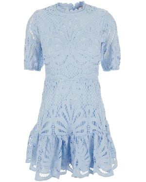 Rene' Derhy Long Dress 'Girasol' With V-Neck And Short Sleeves - Blue