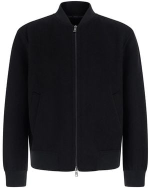 Low Brand Bomber Double Wool With Collar And Long Sleeves - Black