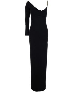 Elisabetta Franchi Long Dress V-Neck - Black