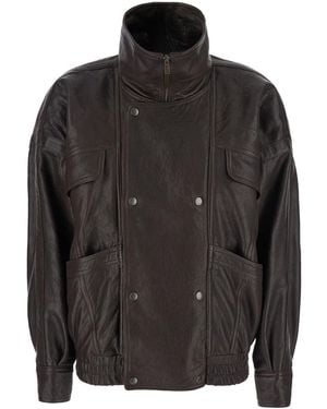 Saint Laurent Blouson Detail Double Agneau Gonflant - Black